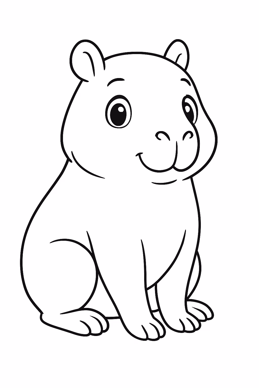 Capivara kawai para colorir — desenho para imprimir