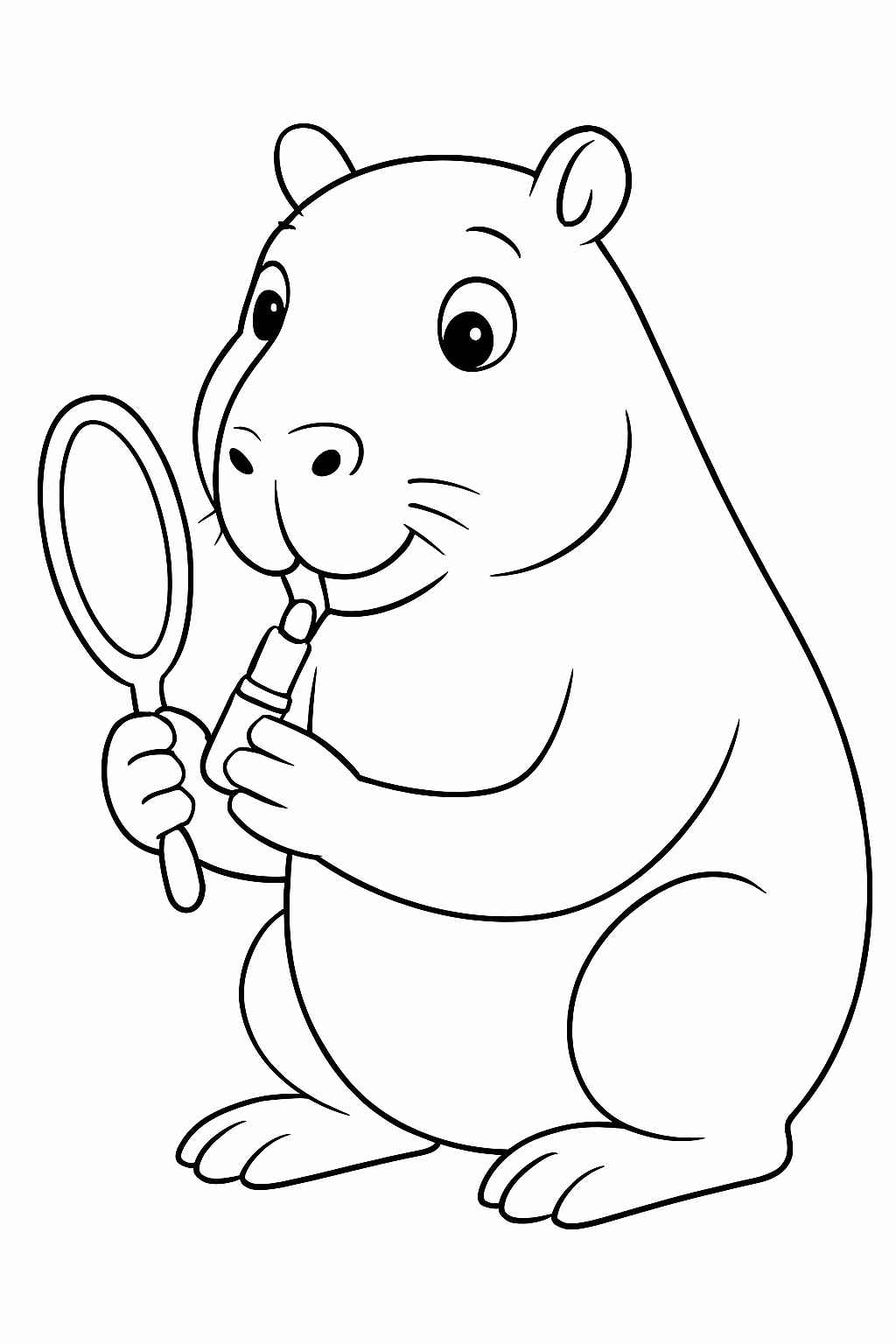 Capivara passando baton para colorir — desenho para imprimir