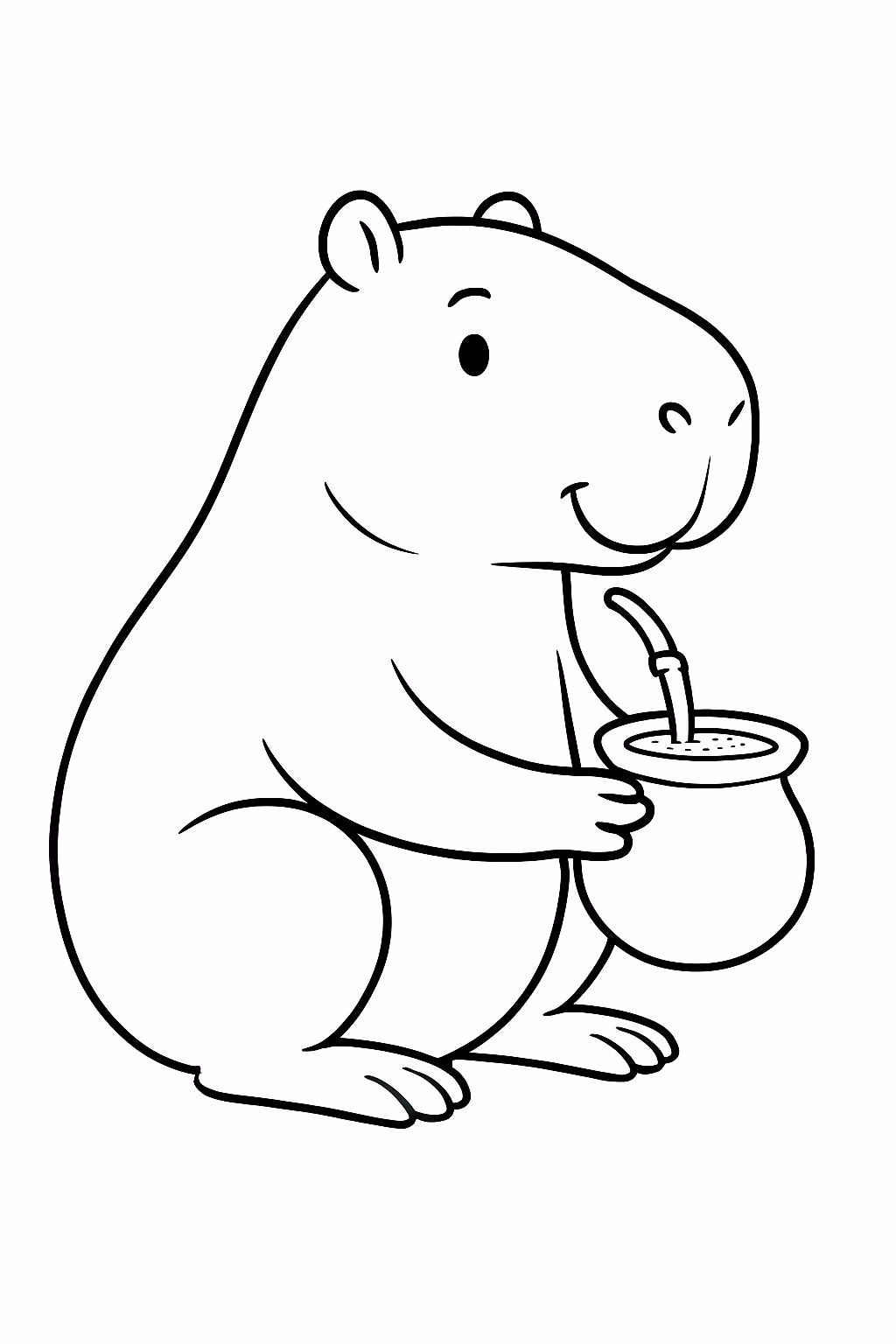 Capivara tomando chimarrao para colorir — desenho para imprimir