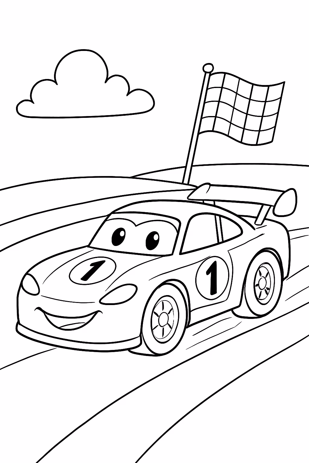 Carrinhos de corrida para colorir — desenho para imprimir
