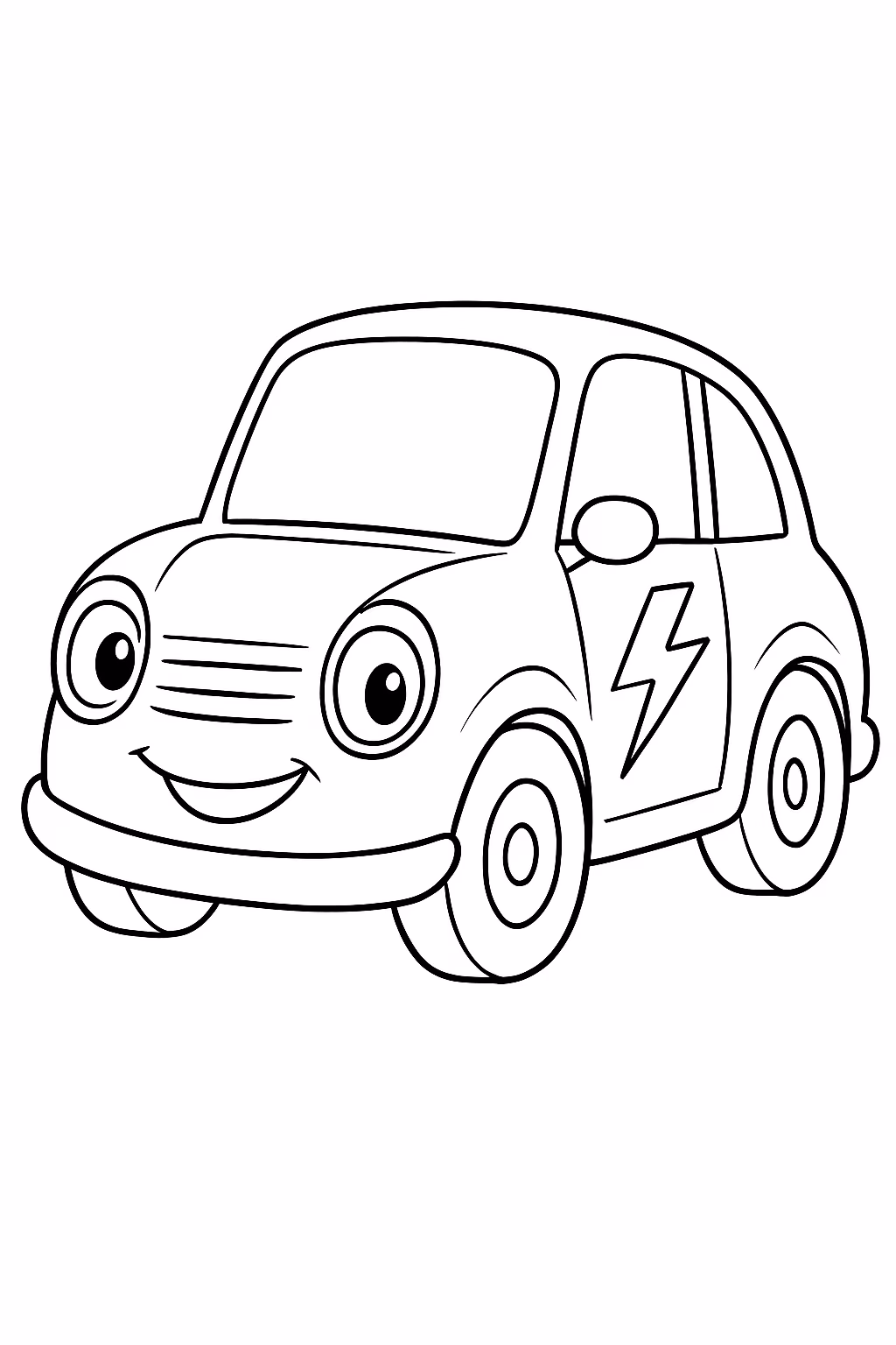 Carro com raio para colorir — desenho para imprimir