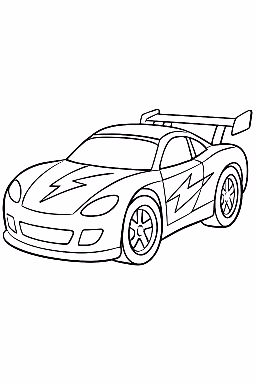 Carro com raio de corrida esportivo para colorir — desenho para imprimir