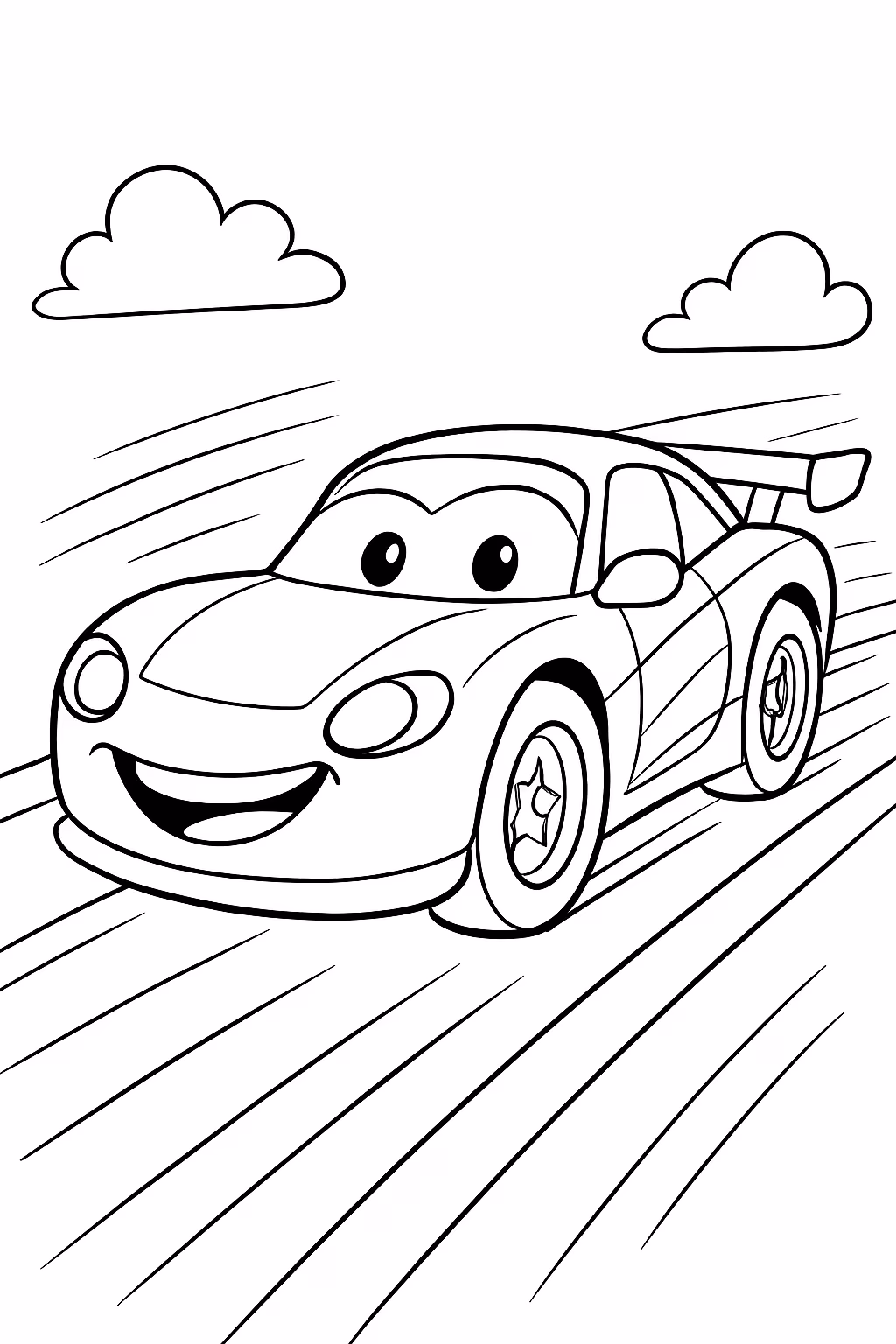 Carro correndo rapido para colorir — desenho para imprimir
