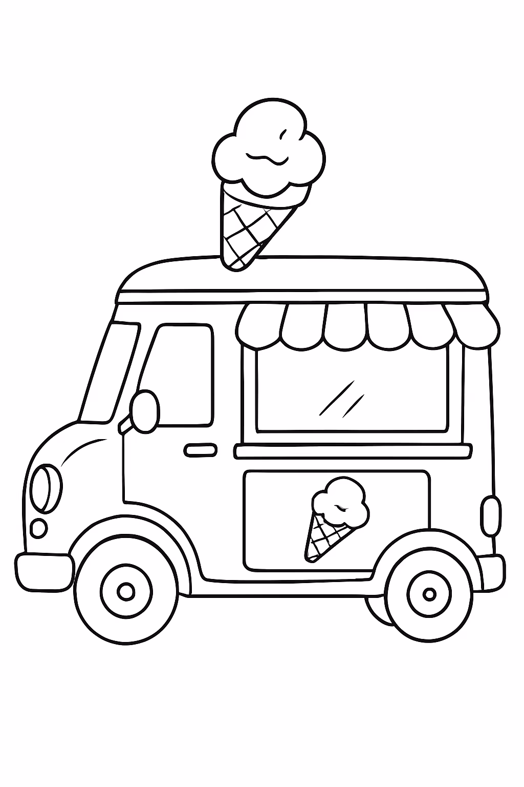 Carro de sorvete para colorir — desenho para imprimir
