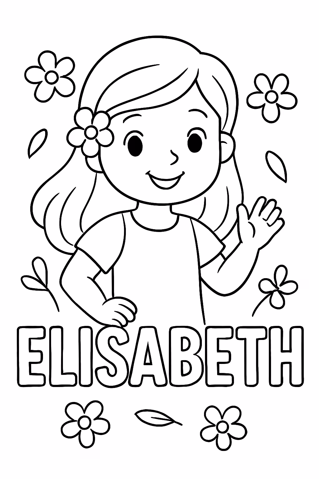 Cartao com o nome elisabeth para colorir — desenho para imprimir