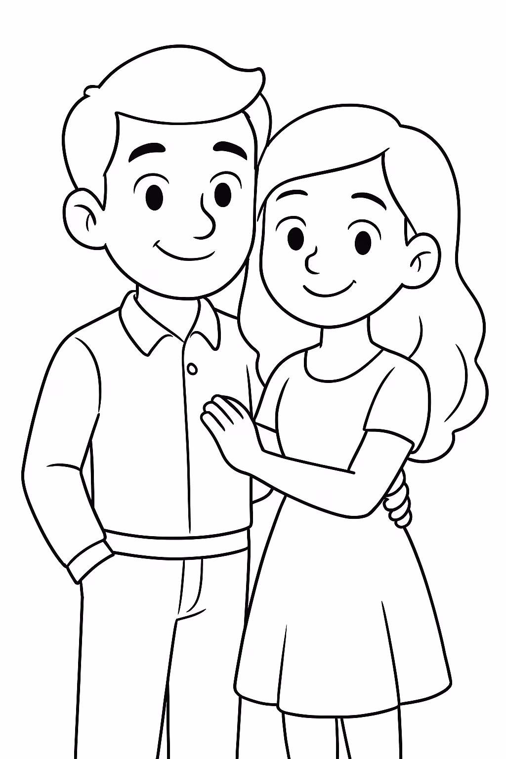 Casal para colorir — desenho para imprimir