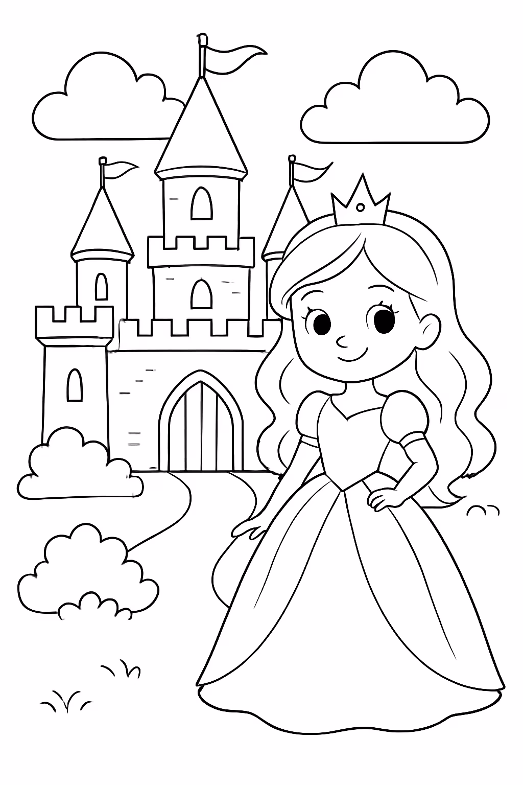 Castelo de princesa com a anna livia em simar dele para colorir — desenho para imprimir