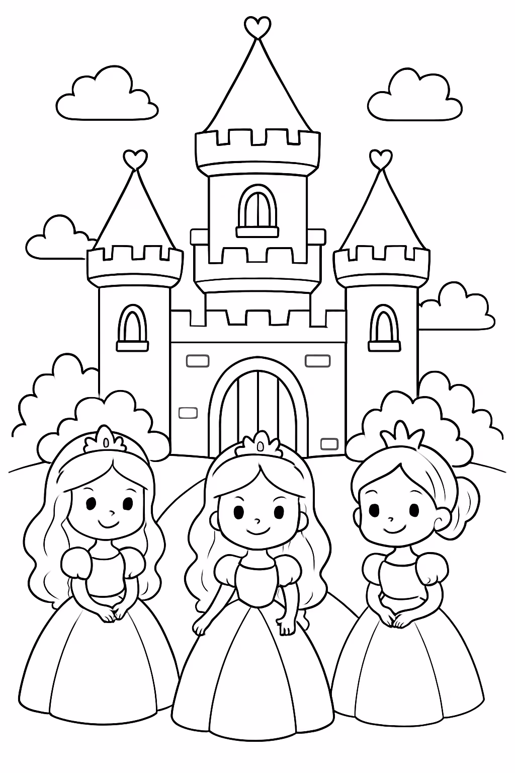 Castelo de princesa princesonas para colorir — desenho para imprimir