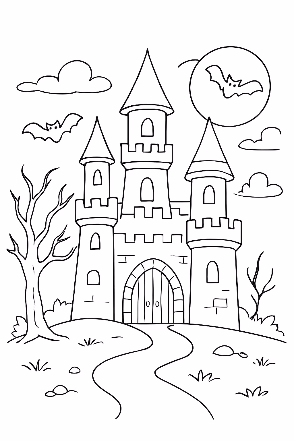 Castelo mal assombrado para colorir — desenho para imprimir