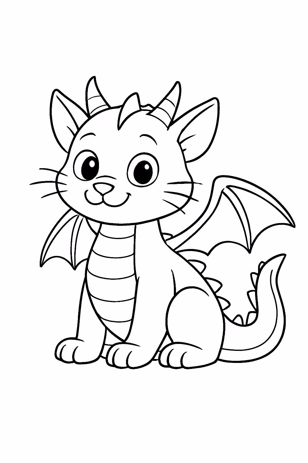 Cat dragon para colorir — desenho para imprimir