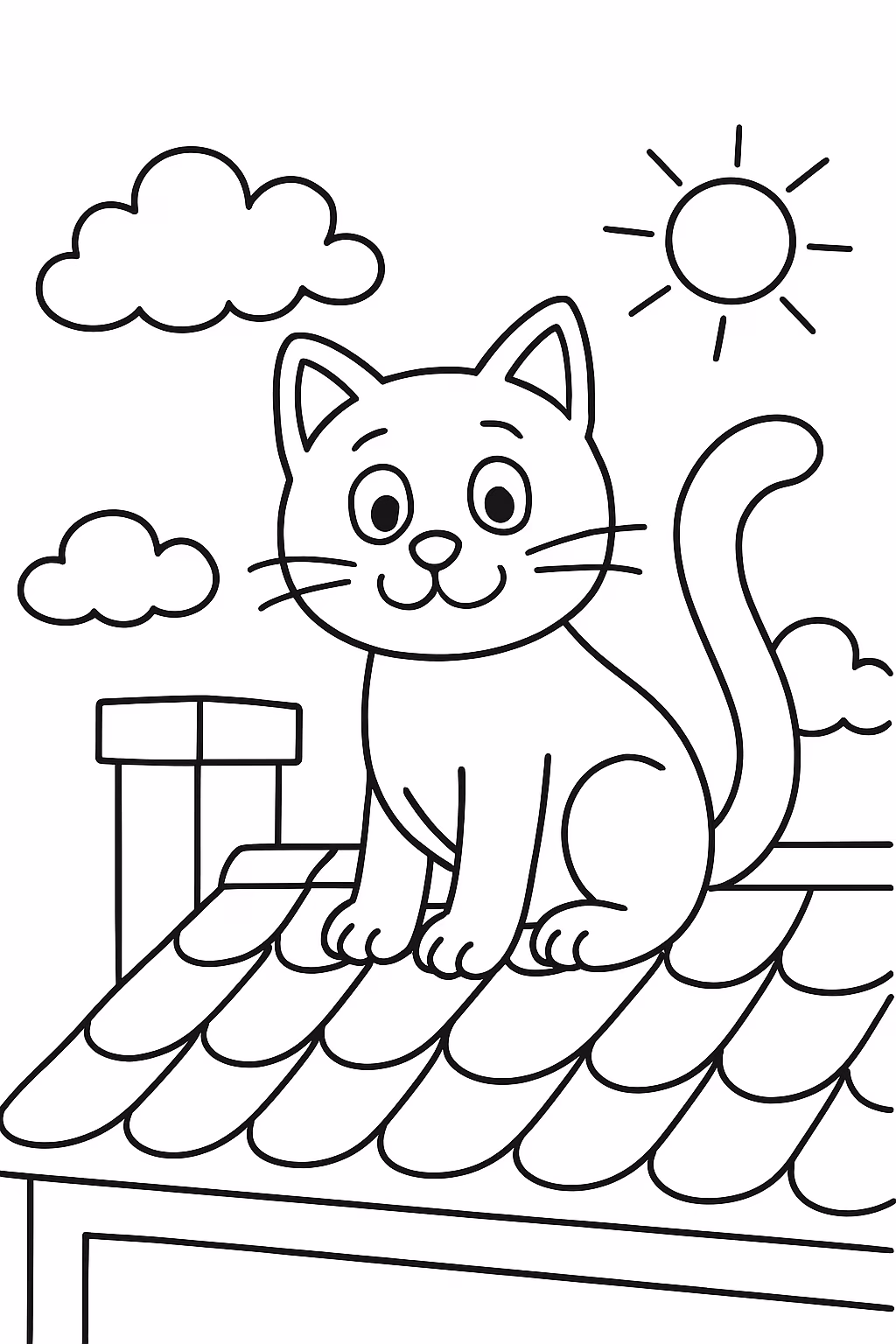 Cat on roof para colorir — desenho para imprimir