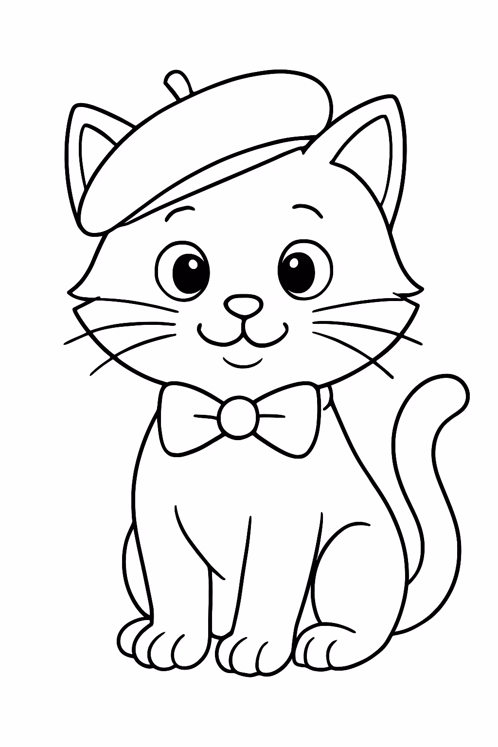 Cato de boina com gravata para colorir — desenho para imprimir