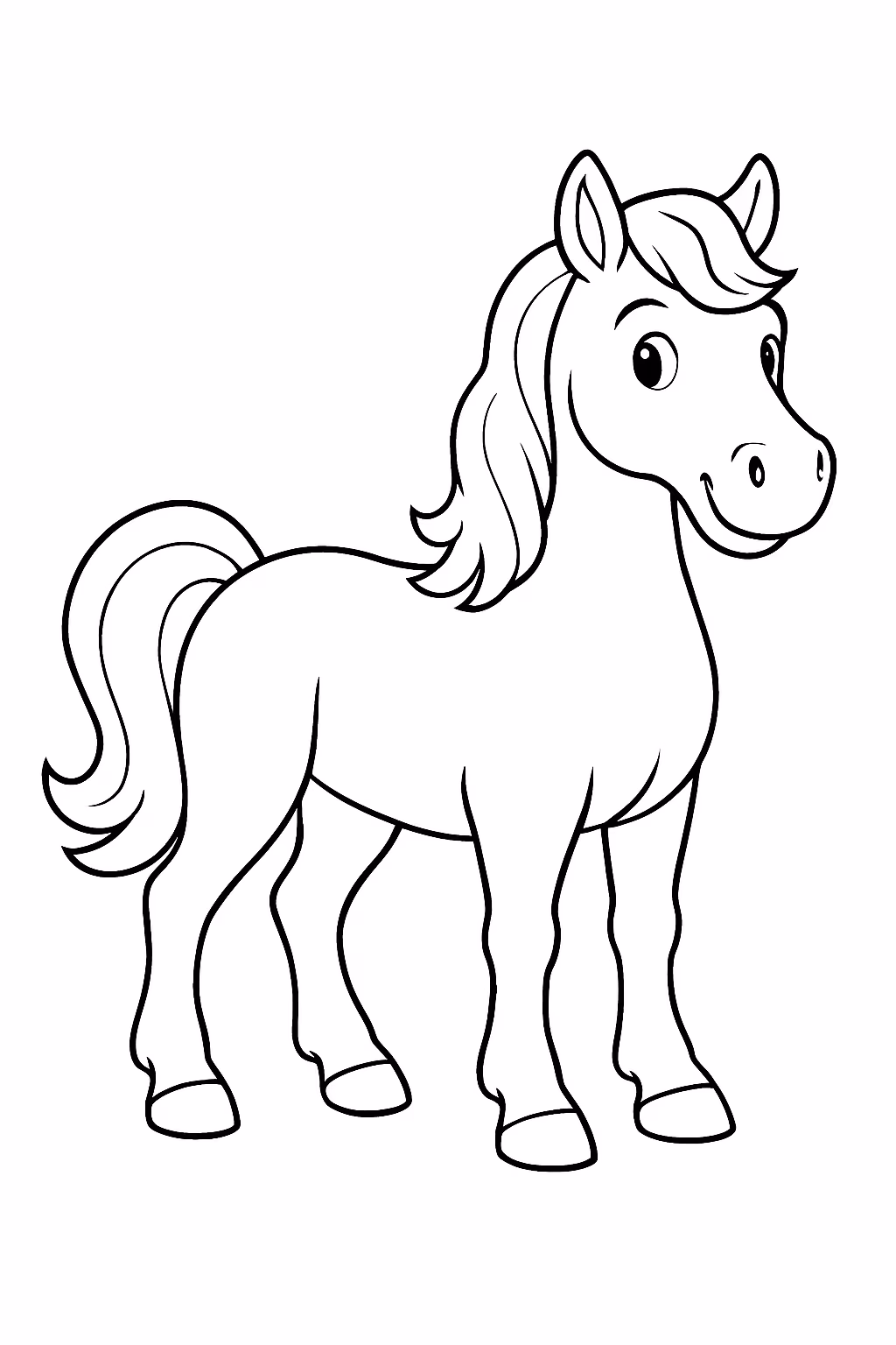 Cavalo realista para colorir — desenho para imprimir
