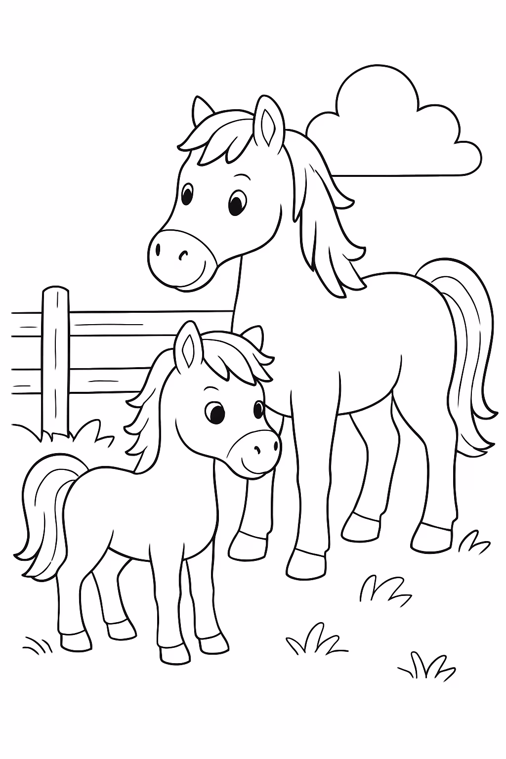 Cavalos para colorir — desenho para imprimir