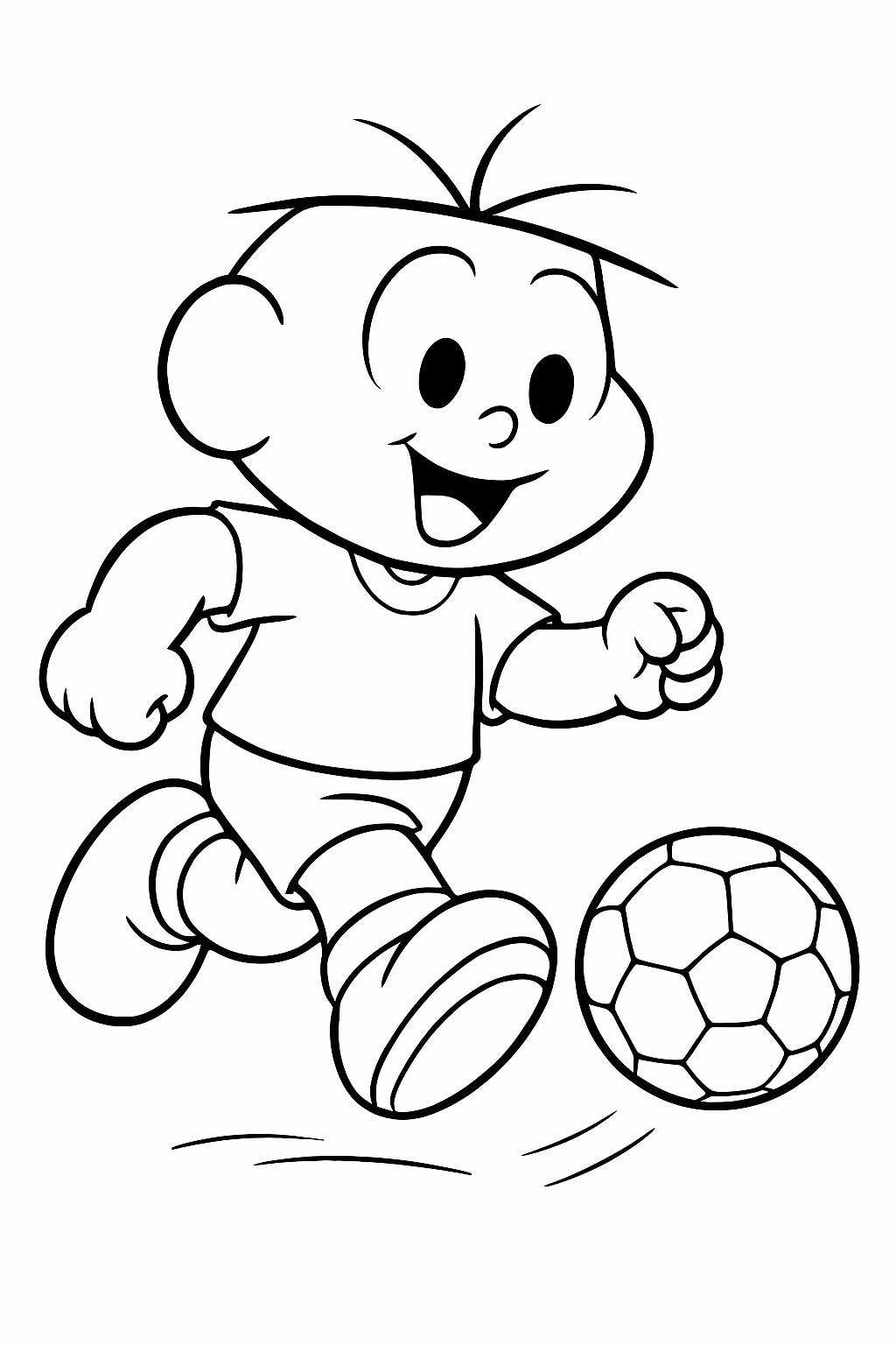 Cebolinha jogando bola para colorir — desenho para imprimir