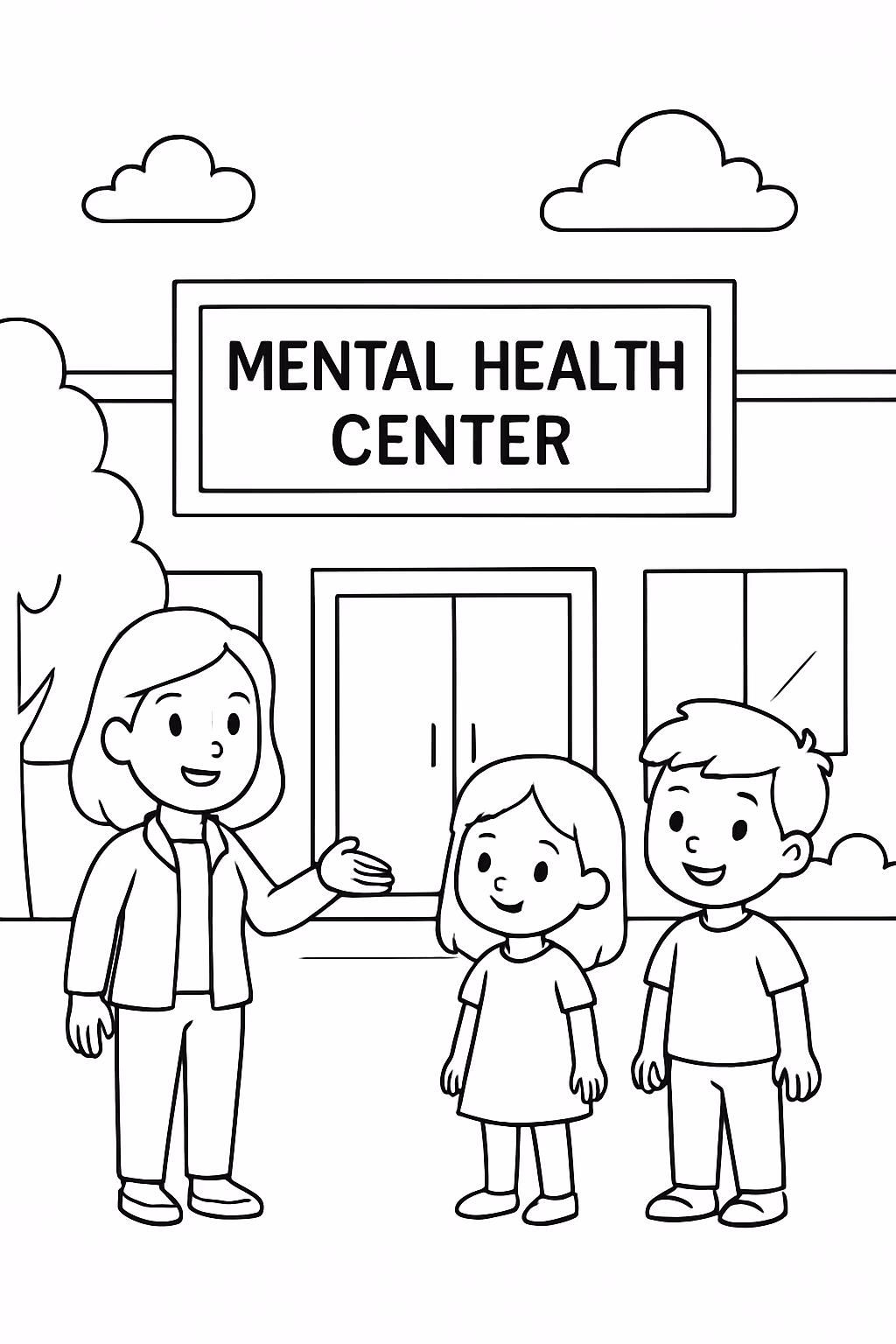 Centro de atencao psicossocial para colorir — desenho para imprimir