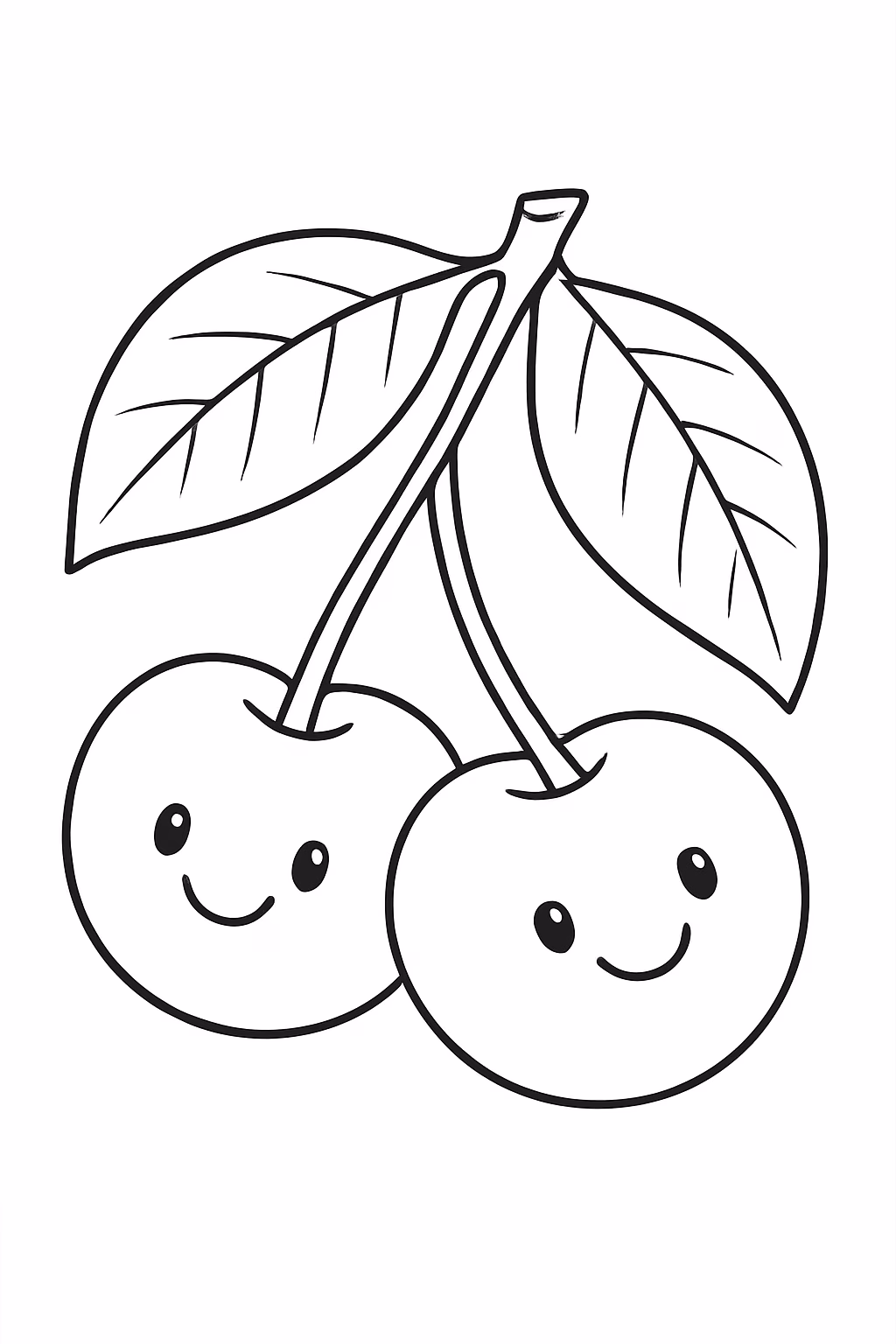 Cerejas para colorir — desenho para imprimir
