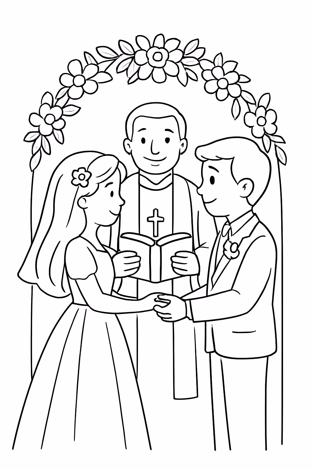 Cerimonia de casamento para colorir — desenho para imprimir