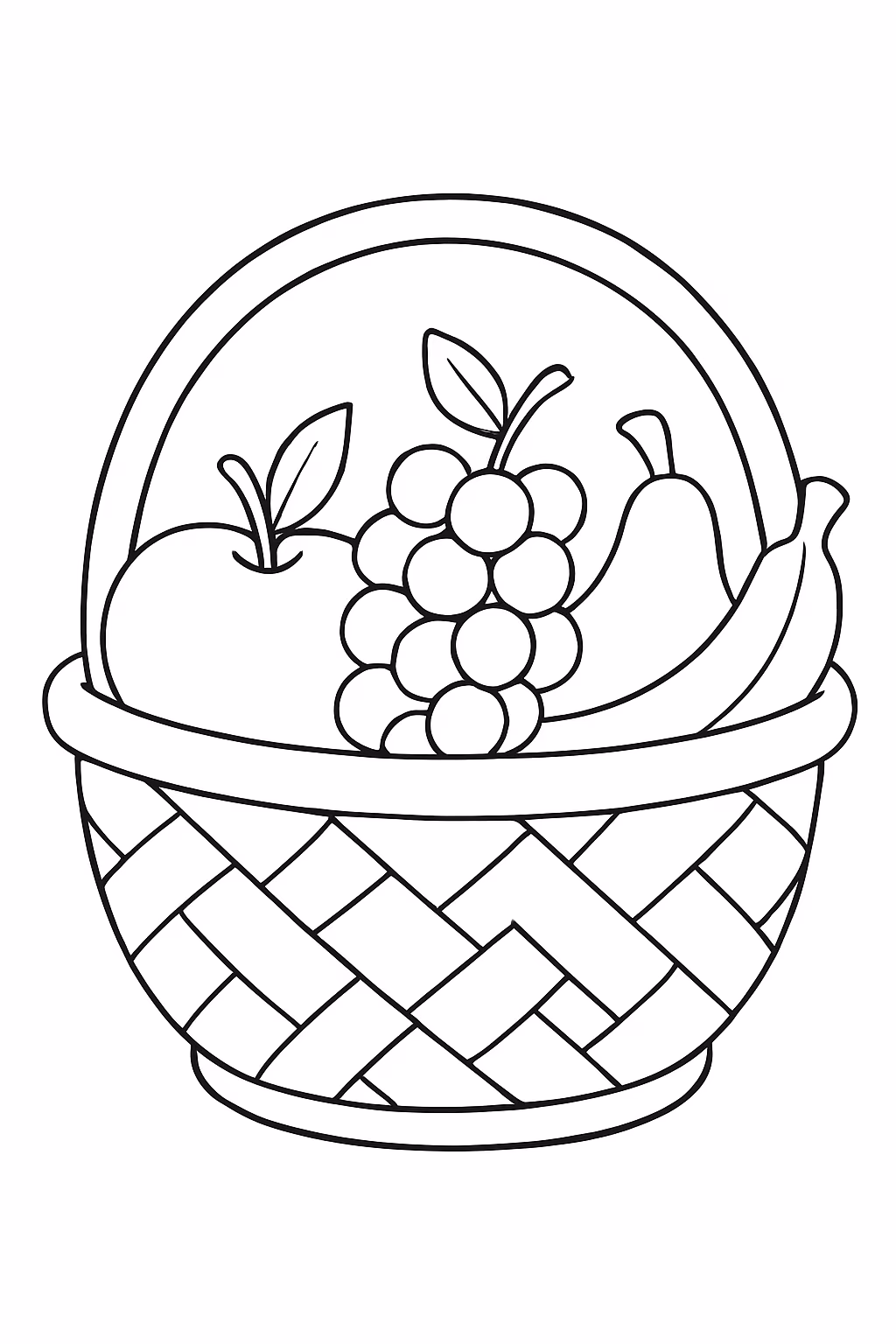 Cesta de frutas para colorir — desenho para imprimir