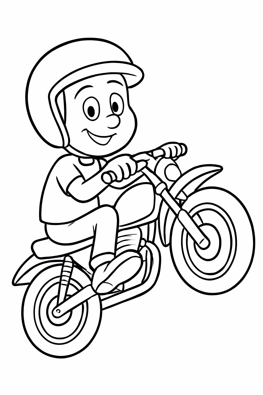 Chaves empinando uma moto para colorir — desenho para imprimir