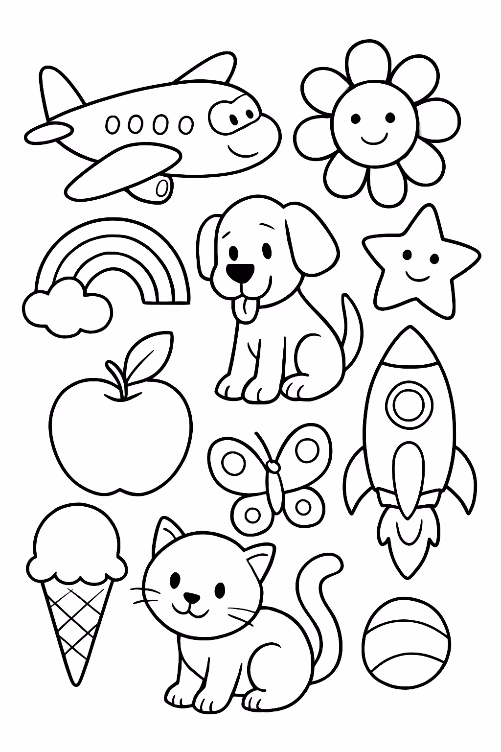 Coisas aleatorias para colorir — desenho para imprimir