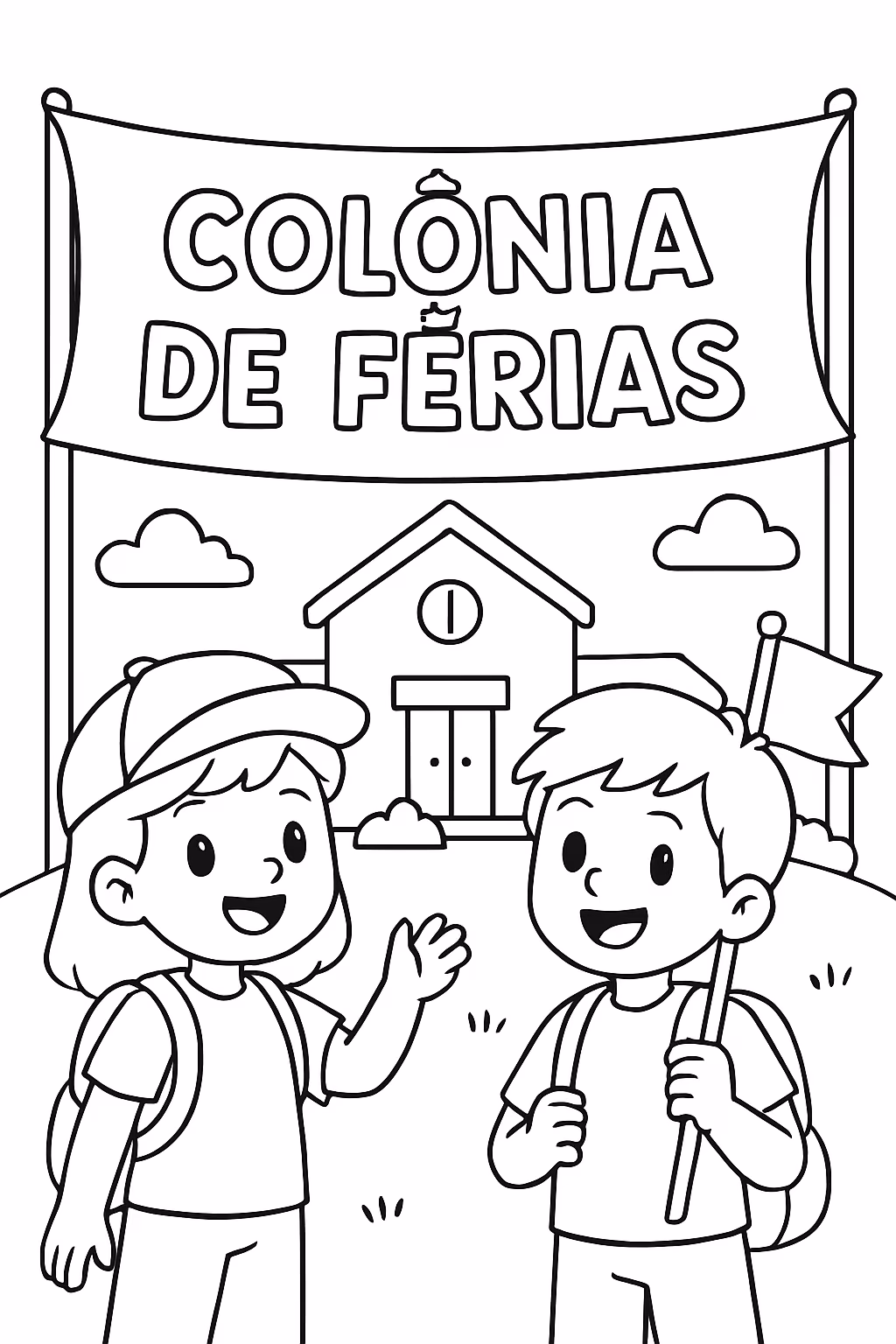 Colonia de ferias do colegio motivo para colorir — desenho para imprimir