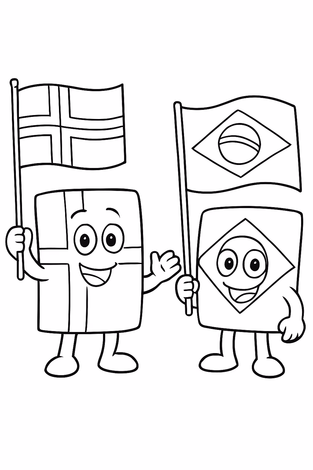 Coloque a bandeira da noruega e a do brasil em para colorir — desenho para imprimir