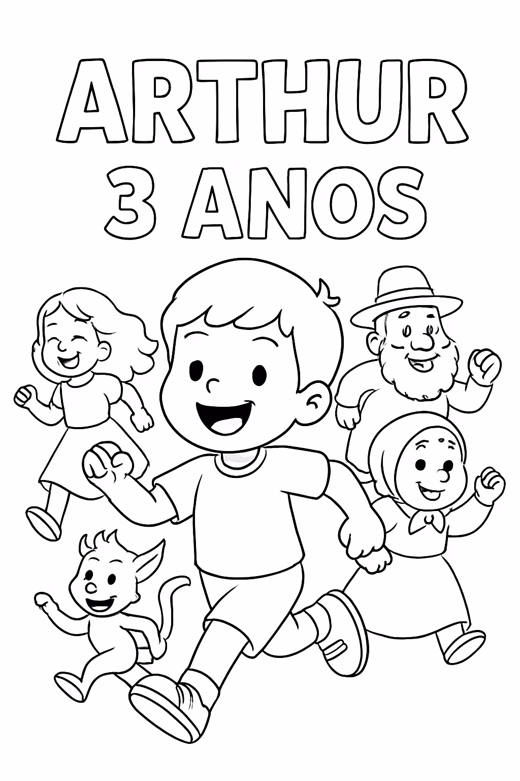 Coloque ele correndo com a turma do folclore e o para colorir — desenho para imprimir