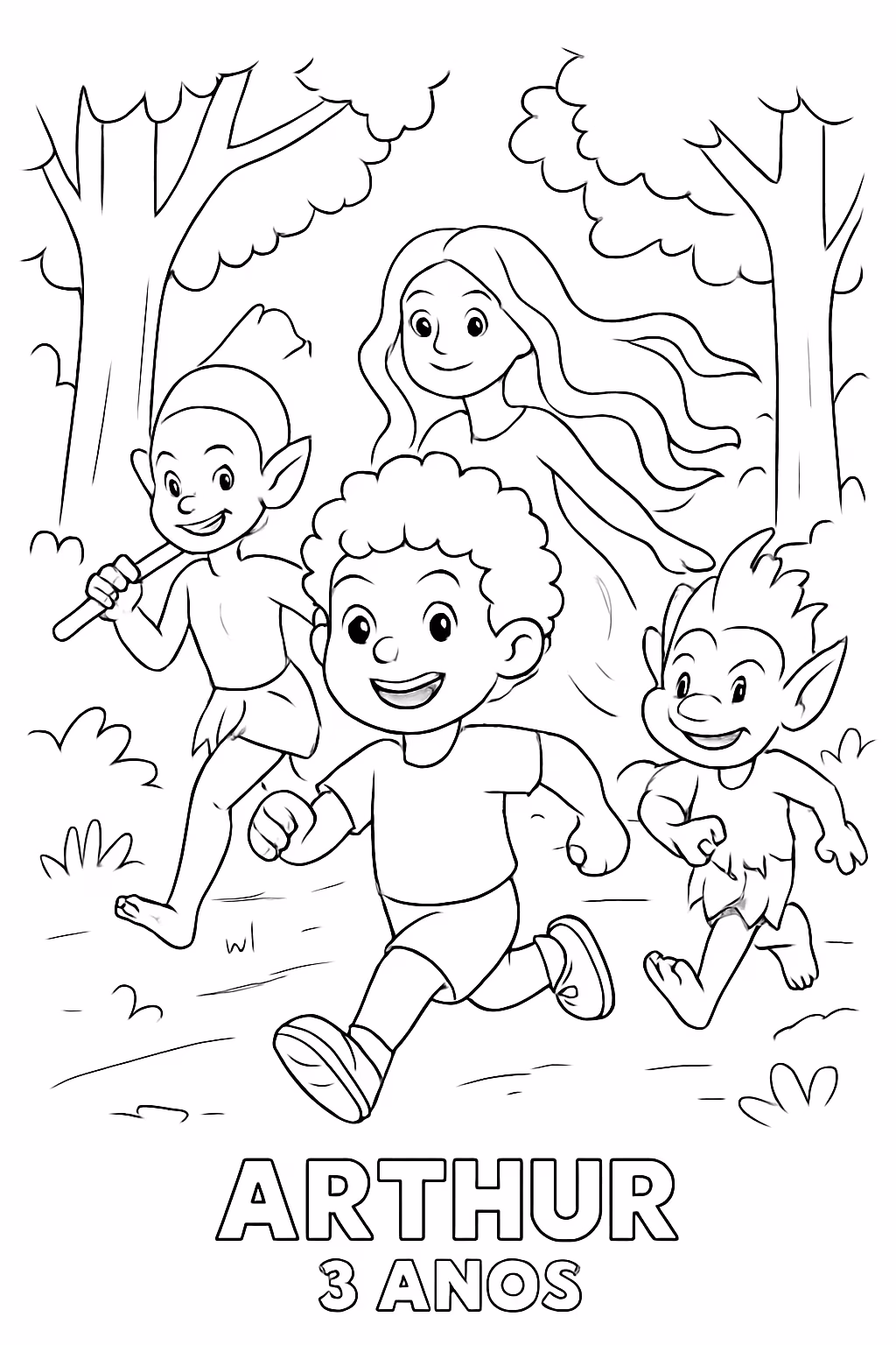 Coloque ele correndo com a turma do folclore e o para colorir — desenho para imprimir