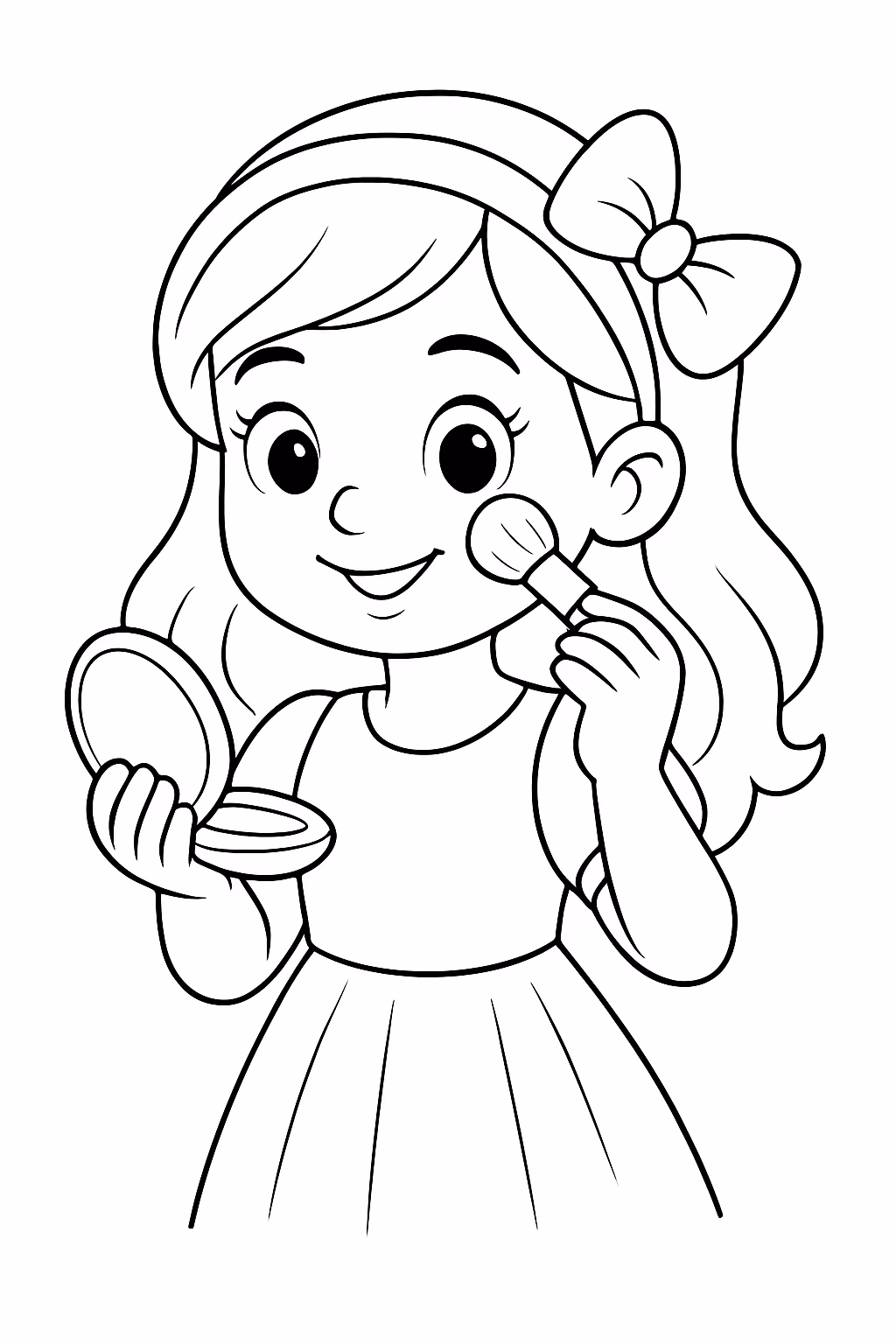 Coloque uma menina passando maquiagem escrito cecilia para colorir — desenho para imprimir