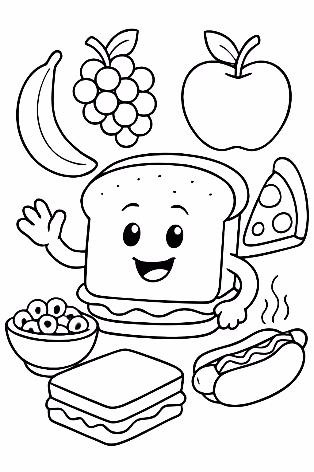 Comidas para colorir — desenho para imprimir