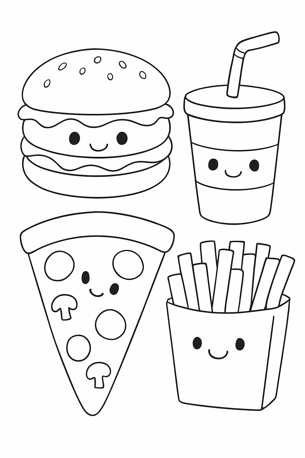 Comidinhas para colorir — desenho para imprimir
