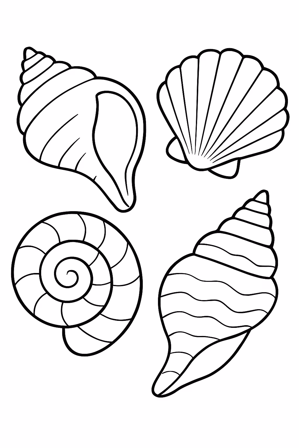 Conchas para colorir — desenho para imprimir