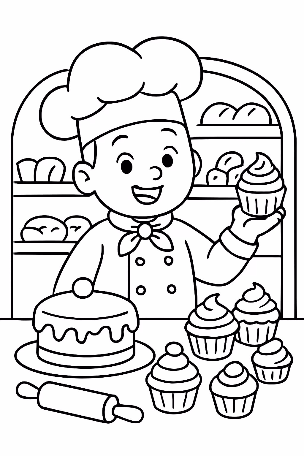 Confeitaria para colorir — desenho para imprimir