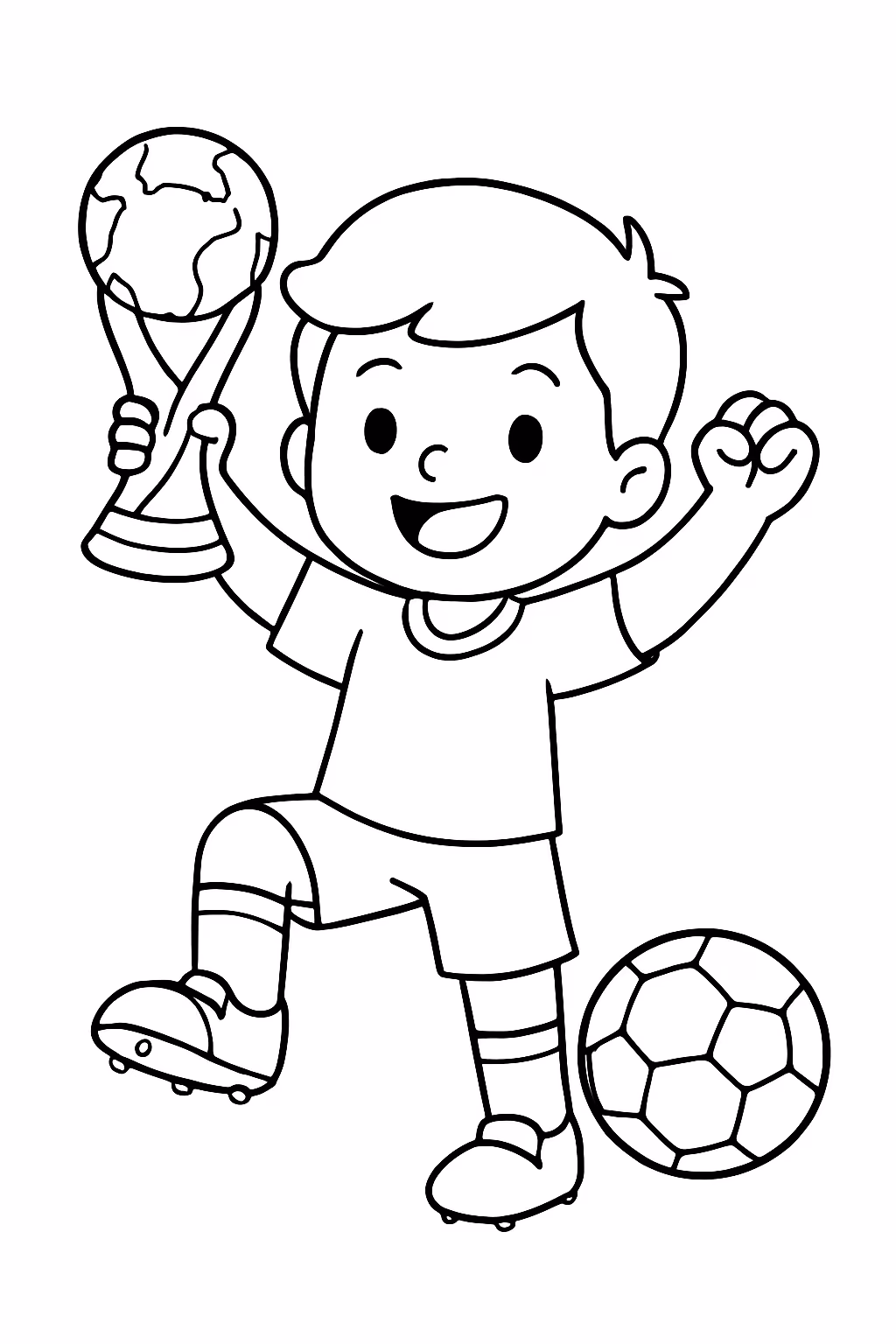 Copa do mundo simples e minimalista para colorir — desenho para imprimir