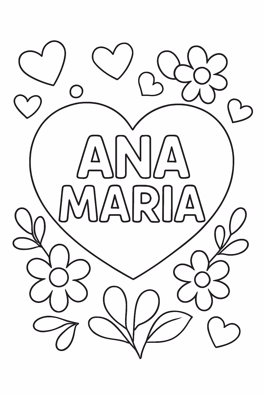 Coracao com nome ana maria para colorir — desenho para imprimir