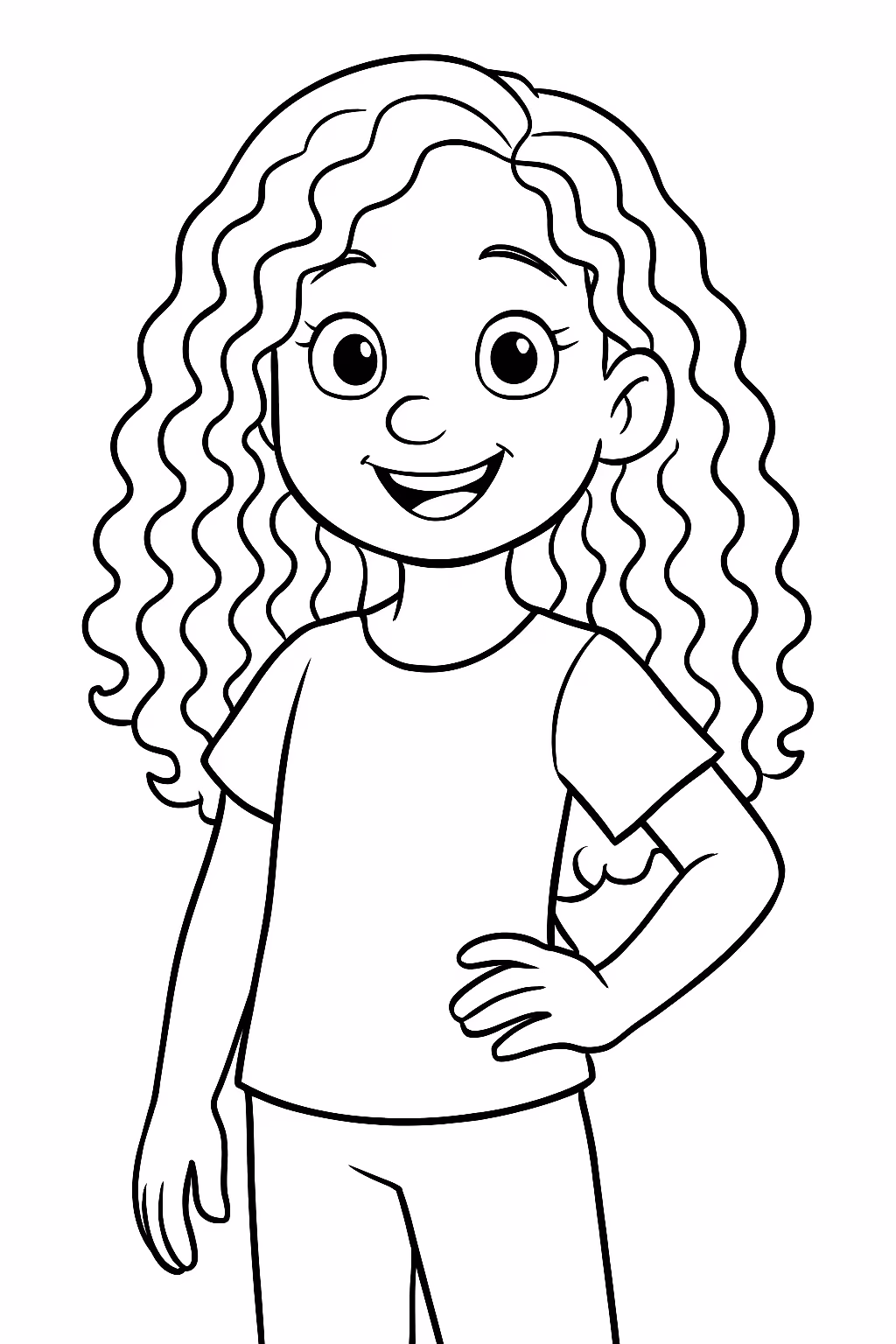 Crianca chamada malu do cabelo cacheado longo para colorir — desenho para imprimir