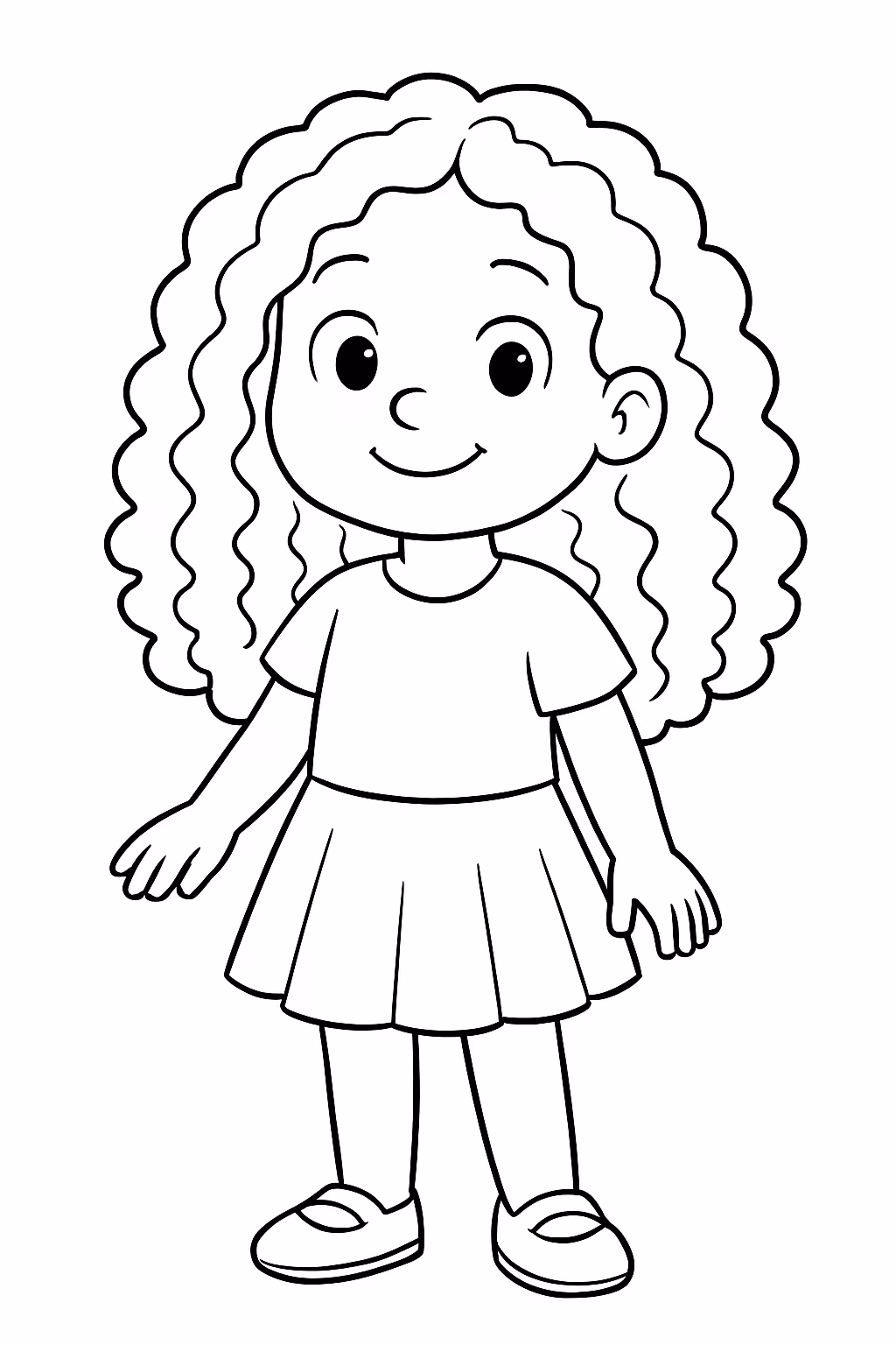 Crianca chamada malu do cabelo cacheado longo fofa para colorir — desenho para imprimir