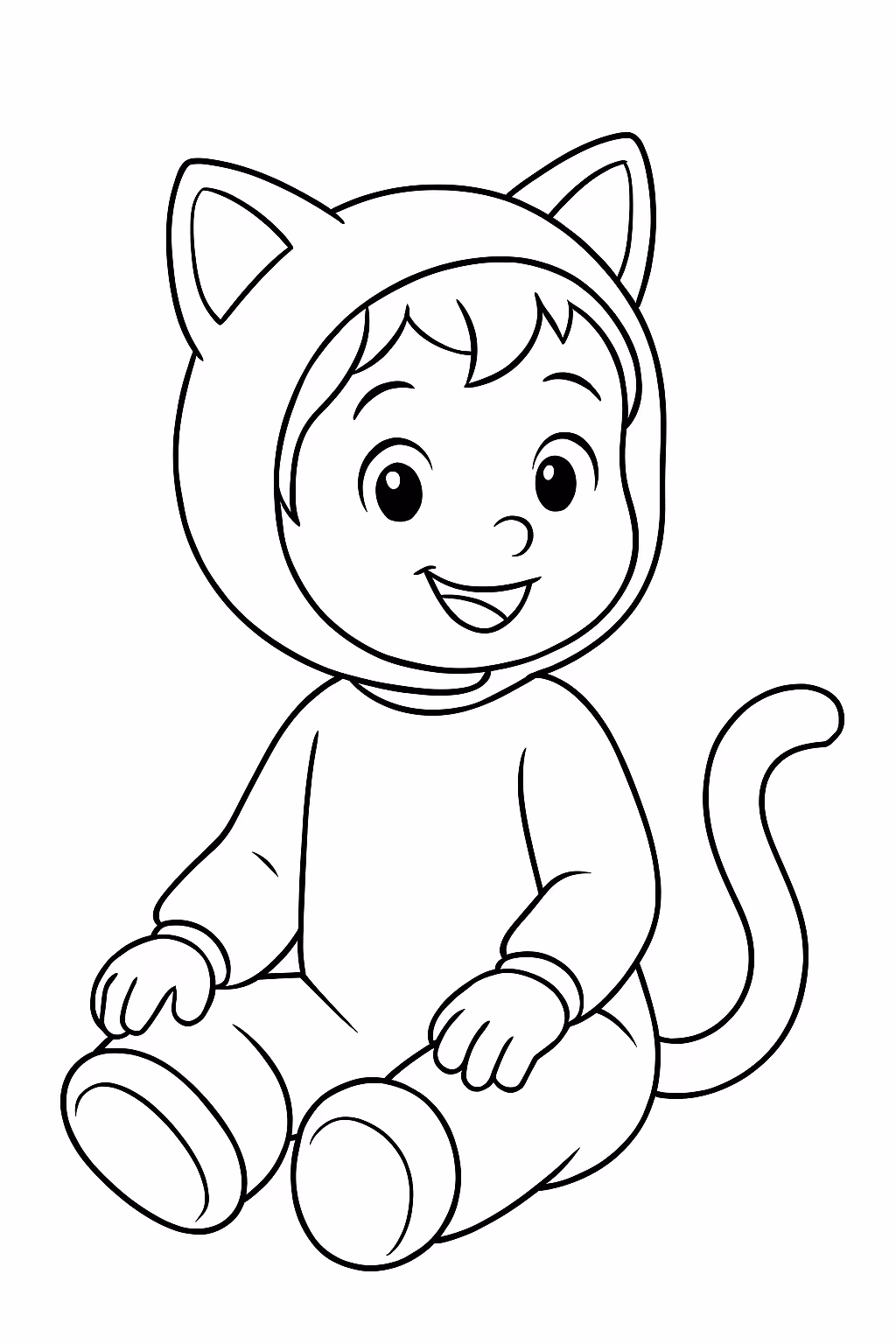 Crianca gato para colorir — desenho para imprimir
