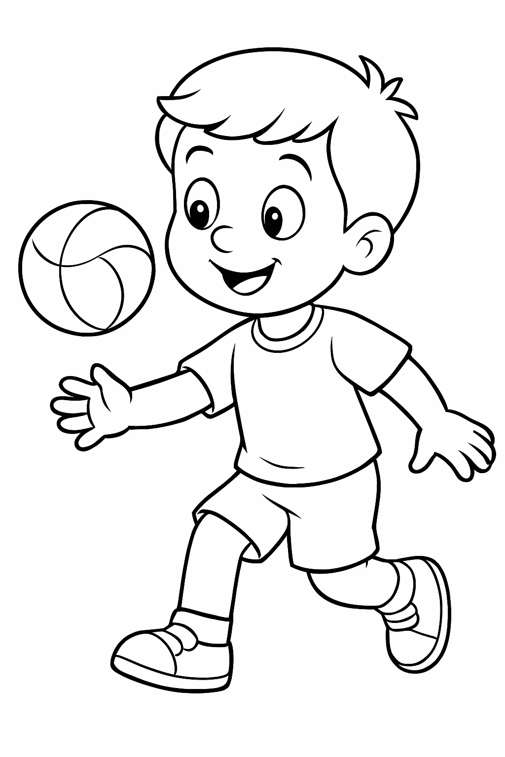 Crianca jogando com a bola trionda para colorir — desenho para imprimir