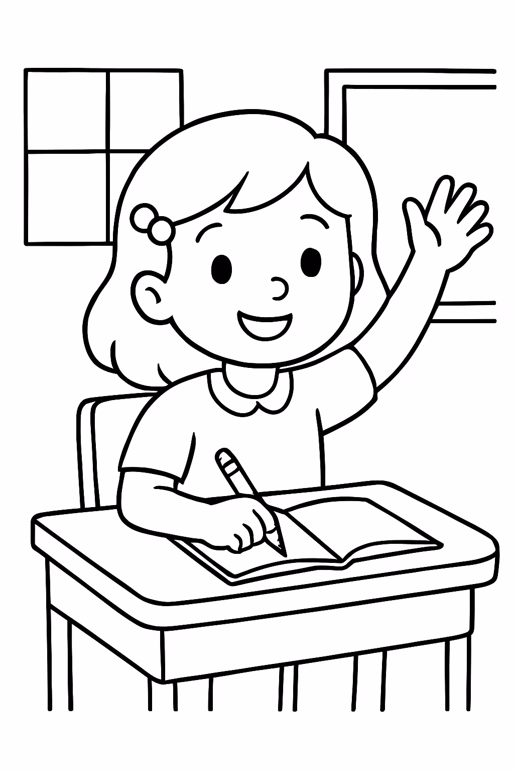 Crianca na escola para colorir — desenho para imprimir