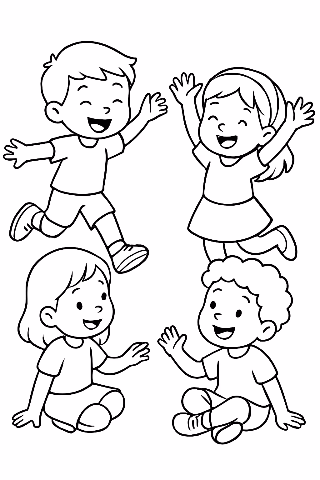 Criancas brincando para colorir — desenho para imprimir