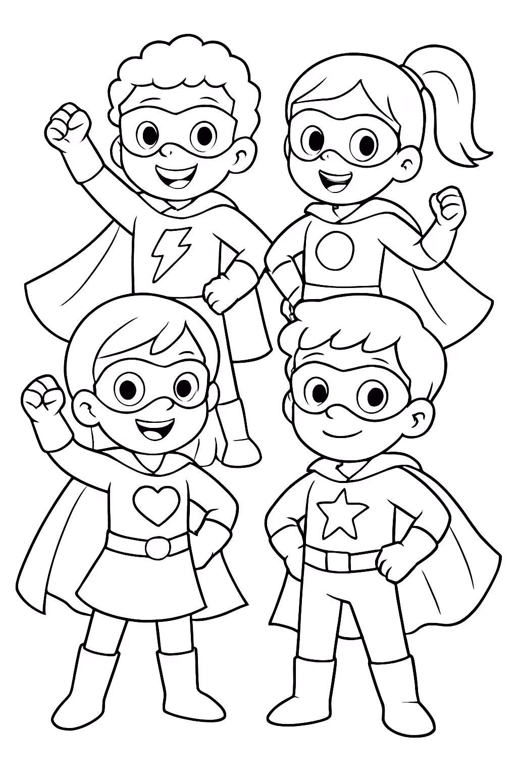 Criancas herois para colorir — desenho para imprimir