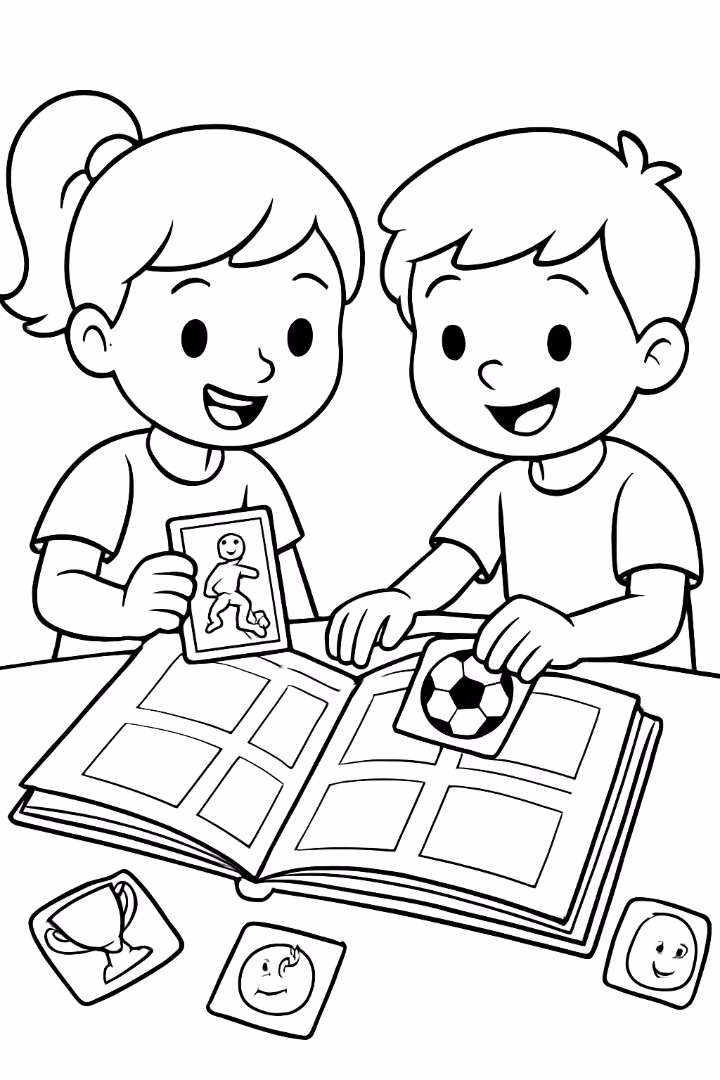 Crie criancas colando figurinha da copa para colorir — desenho para imprimir