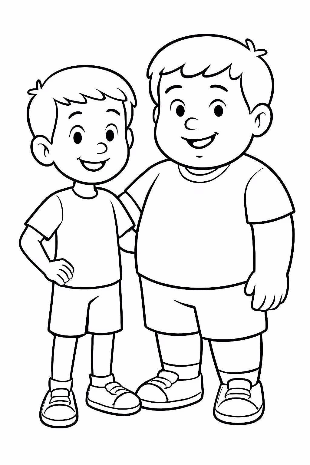 Crie dois meninos leandro anos magro e bernardo anos mais para colorir — desenho para imprimir