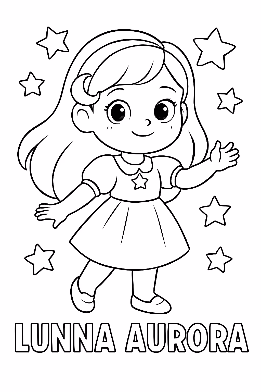 Crie e o nome lunna aurora para colorir — desenho para imprimir