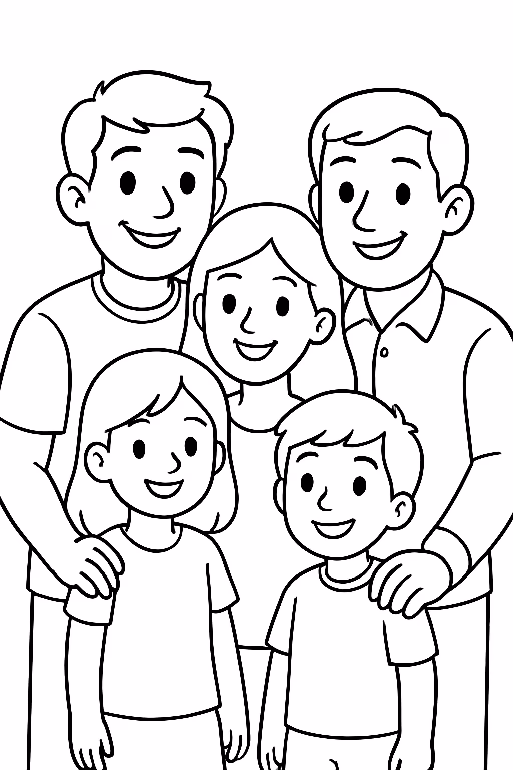 Crie um com um pai uma mae uma filha um para colorir — desenho para imprimir