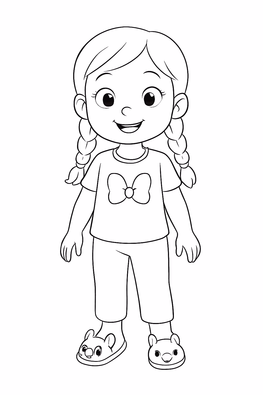 Crie um de uma meninha de anos com uma tranca para colorir — desenho para imprimir