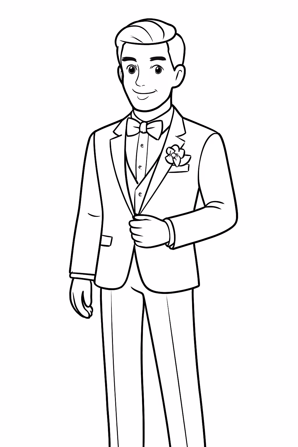 Crie um do ken namorado da barbie vestido de noivo para colorir — desenho para imprimir