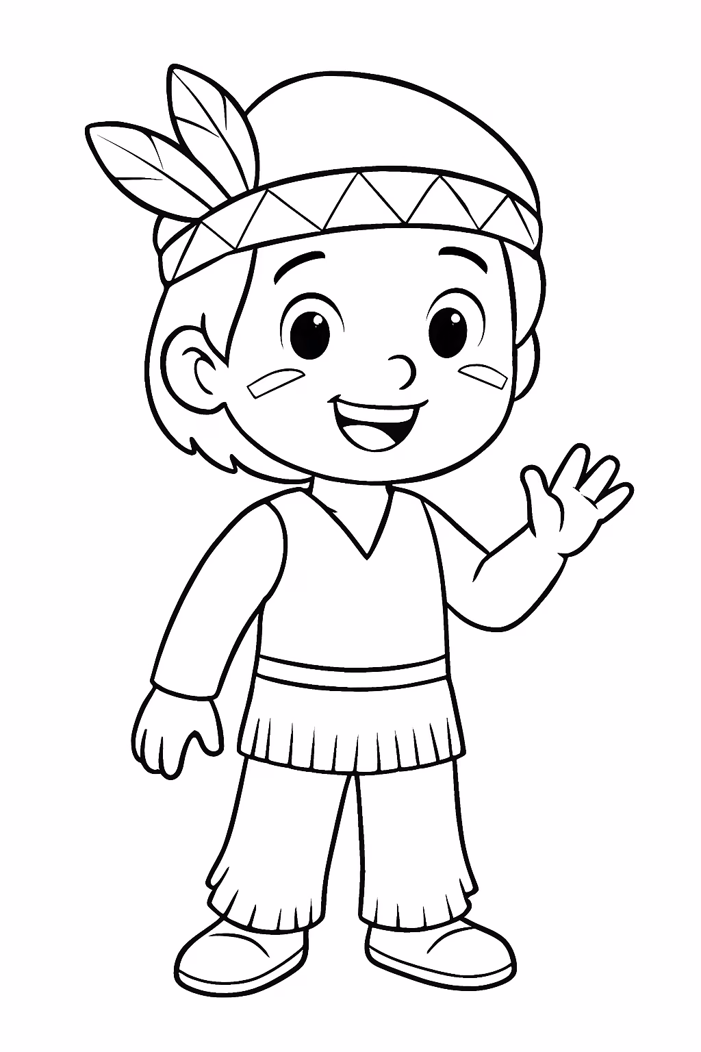 Crie um menino indio de nome levi para colorir — desenho para imprimir